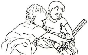 kids playing with fire truck